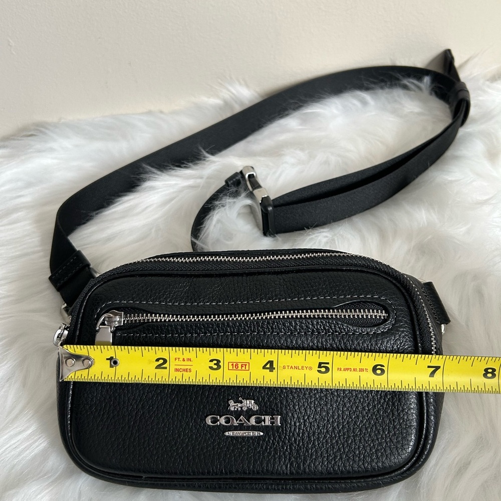 COACH Black Pebble Leather Elias Mini Belt Bag Fanny Pack - Picture 5 of 6